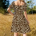 thumbnail image 4 of Giraffe Dress Brown Animal Print Kawaii Dresses Spring Stylish Casual Dress Design Clothing 4XL 5XL, 4 of 6