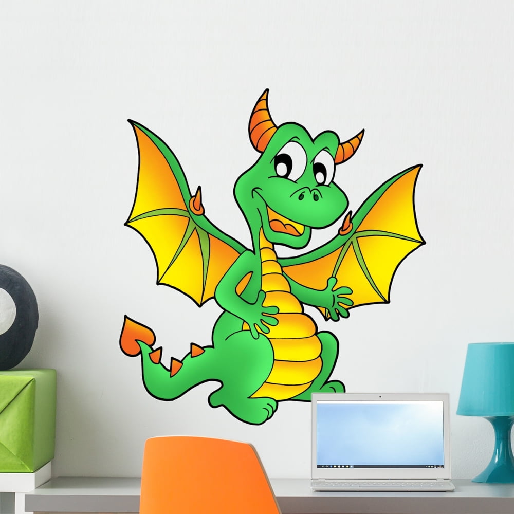 Cute Green Dragon Wall Decal Sticker, Wallmonkeys Peel & Stick Vinyl