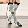 thumbnail image 5 of FORMRS Womens Knee High Socks Casual Long Thick Travel Daily Wear, 1 Pair, Gray Cute Cats, 5 of 6