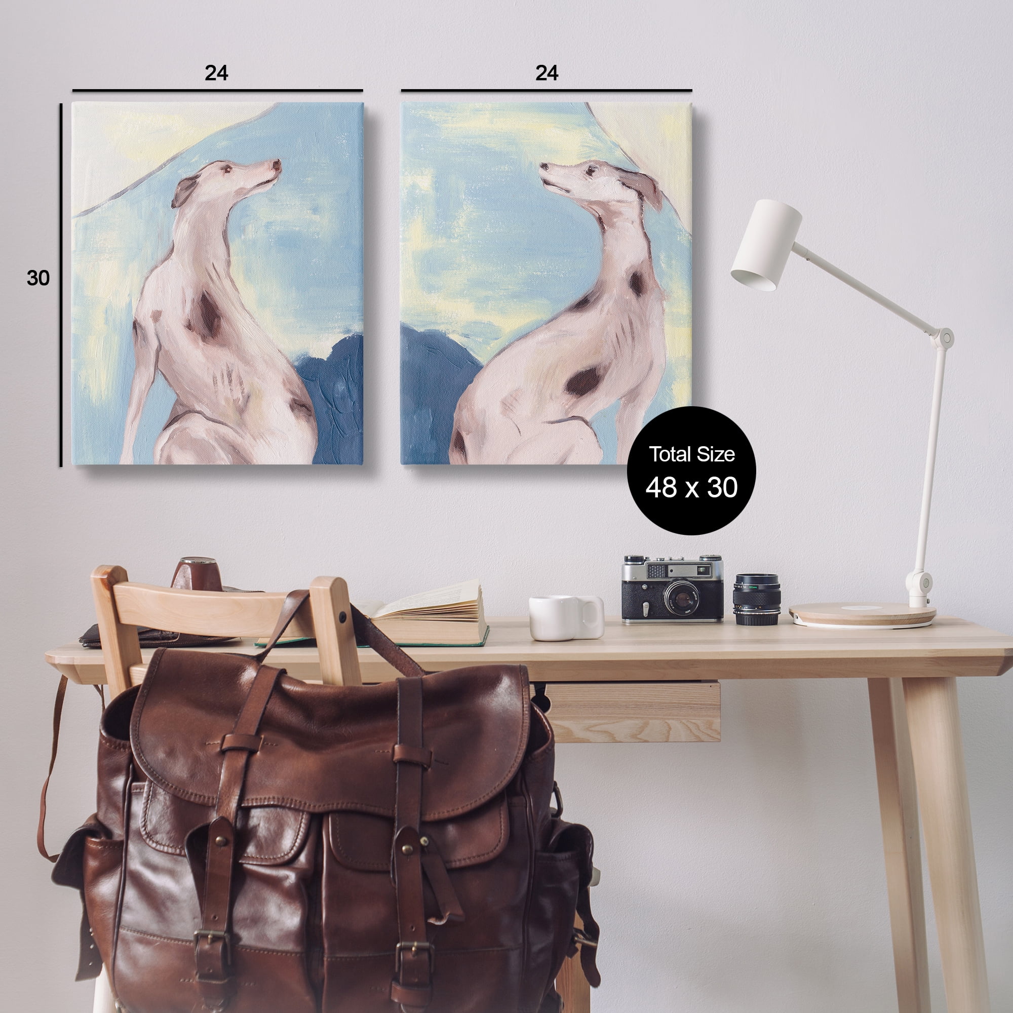 Stupell Industries Spotted Greyhound Dogs Animals Painting Wrapped Canvas Art Print Wall Art, 24 x 30, Set of 2