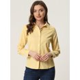 thumbnail image 2 of DARING DIVA Women's Button Down Long Sleeve Vertical Stripes Shirt M Yellow, 2 of 6