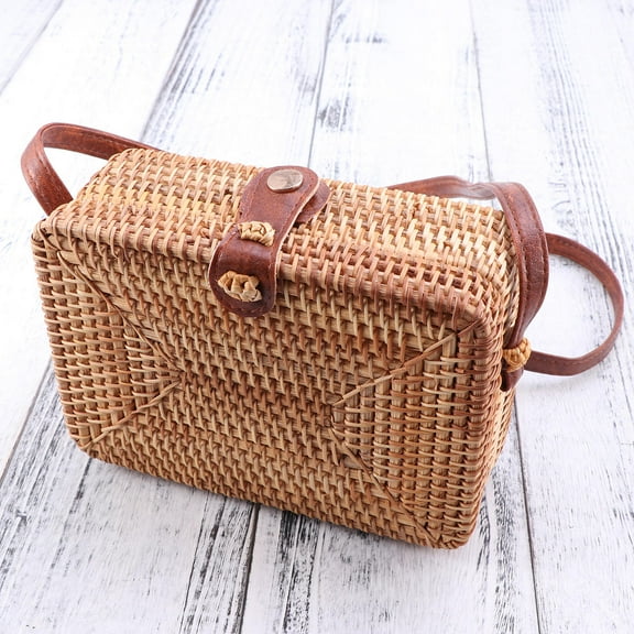 NICEXMAS Wicker Handbag 1Pcs Storage Brown Elegant Fashion Women Beach Use