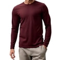 thumbnail image 2 of COSFO Red Mens Big and Tall T Shirts Athletic Dry Fit Long Sleeve Workout Shirts Mesh Crew Neck Pullover Moisture Wicking Slim Fit Men Shirts, 2 of 5