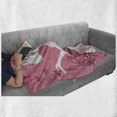 thumbnail image 6 of Pink Soft Flannel Fleece Throw Blanket, Drawing Girl with Butterflies Floral Ornaments Swirled Branches, Cozy Plush for Indoor and Outdoor Use, 50" x 60", Pale Pink Maroon White, by Ambesonne, 6 of 6