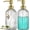 Clear-golden Pump-2p, variant on 2PACK 18Oz Simple Glass Soap Dispensers with Black Pump, Refillable Kitchen soap Dispenser with Vertical Stripe, Bathroom Soap Dispenser for Bathroom Hand soap, Dish Soap, Lotion.