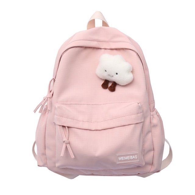 Schoolbag Female Student Korean Version Female Junior High School College Solid Color Backpack Versatile High-value Backpack