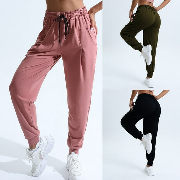 jtjvou Women's Joggers Pants with Zipper Pockets Tapered Running Sweatpants for Women Lounge, Jogging Green L