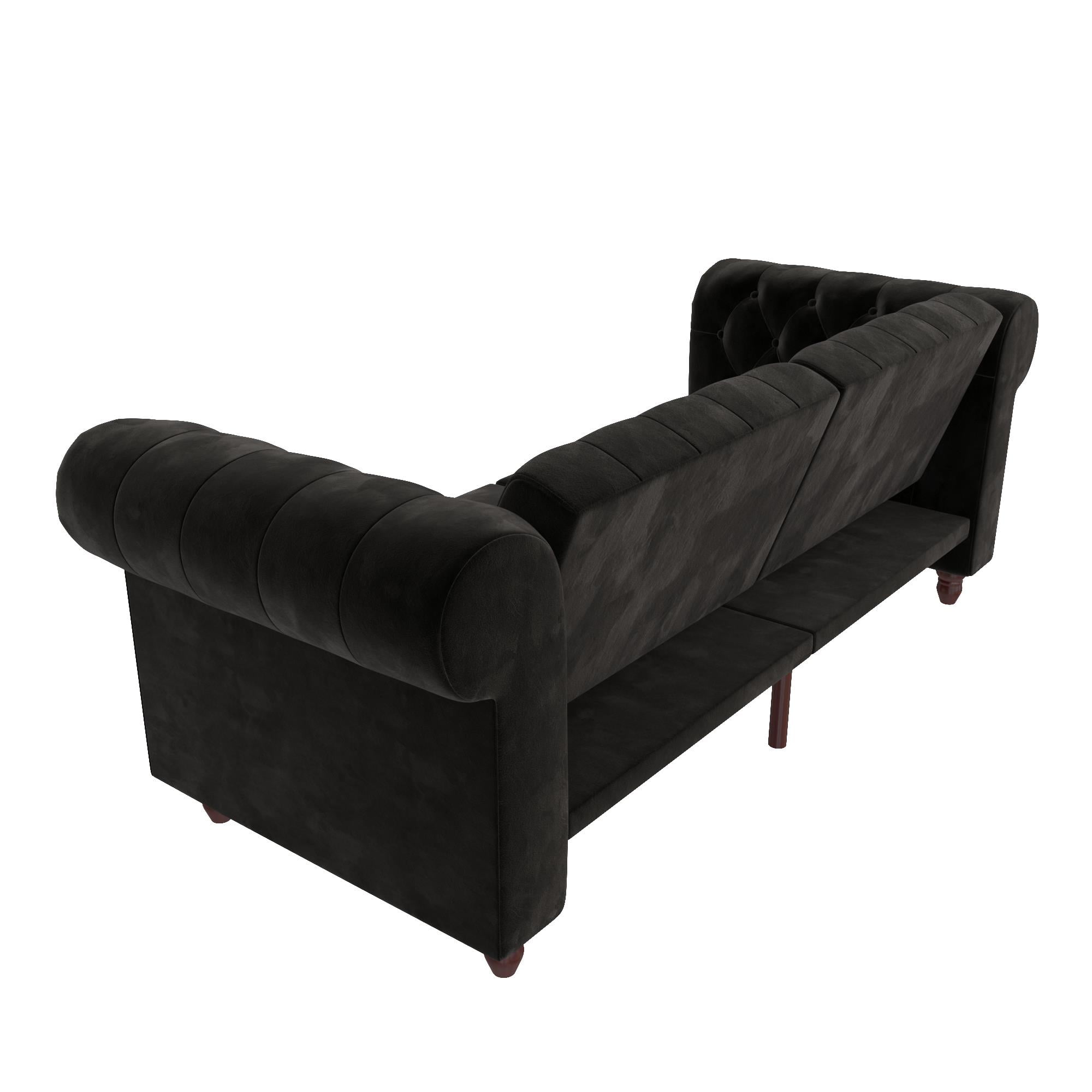 DHP Felix Chesterfield Coil Sofa Futon, Black Velvet