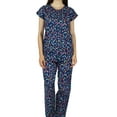 thumbnail image 5 of Bimba Women Cotton Night Wear Pajama Set Short Sleeve Shirt with Pyjamas- Blue, 5 of 6