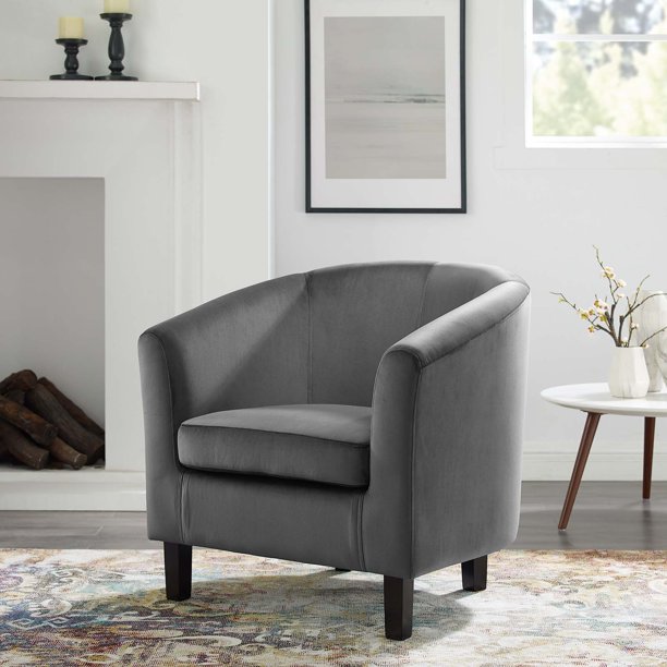 Modway Prospect Performance Velvet Armchair, Charcoal