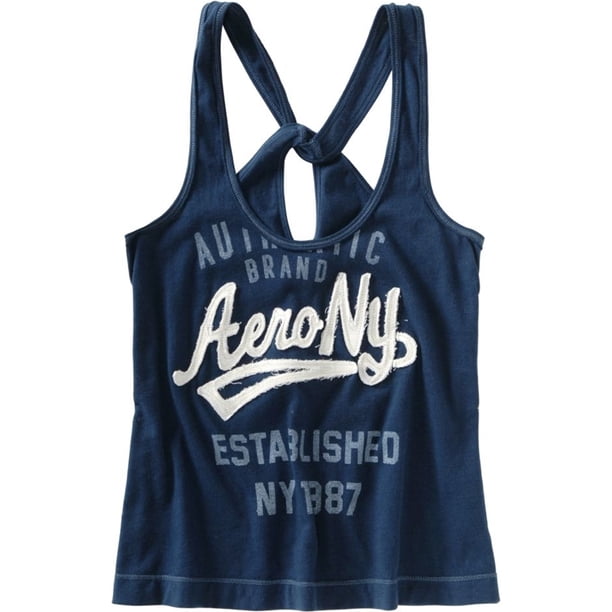 Aeropostale - Camiseta sin mangas bordada para mujer, color azul, XS