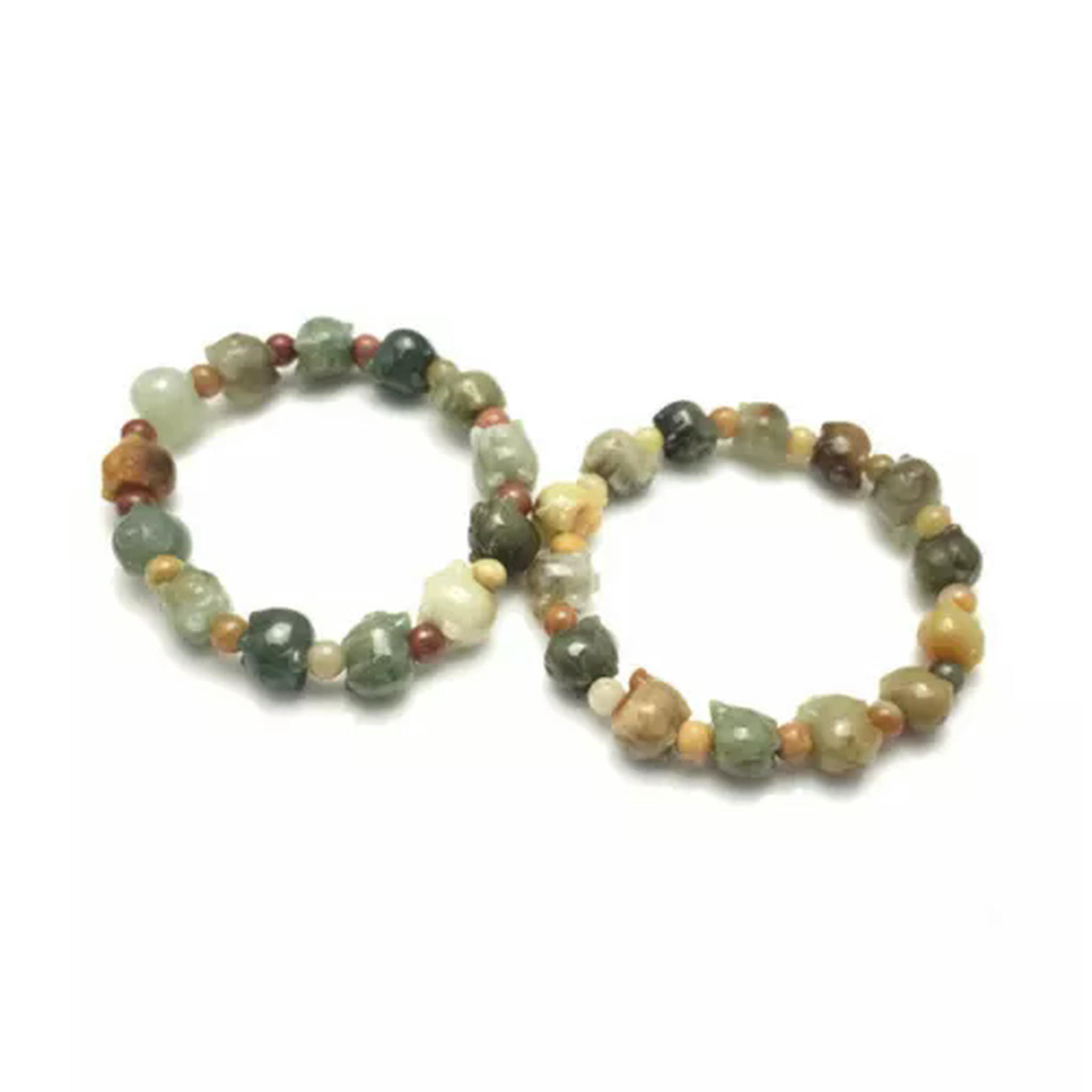 HOOUN 1PCS Natural Grade A Jade Jadeite Women Lucky Zodiac Pig Beaded Bracelet