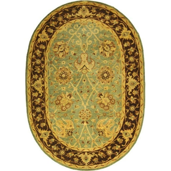 SAFAVIEH Antiquity Lilibeth Oriental Wool Area Rug, Green/Brown, 4'6" x 6'6" Oval