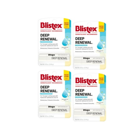 4 Pack Blistex Deep Renewal Lip Protectant, SPF 15 0.13 oz Each