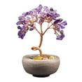 thumbnail image 1 of Estatua de árbol del dinero, adorno artesanal de cerámica, escultura creativa para mueble de TV violeta, 1 of 9
