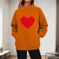 thumbnail image 2 of Ynynloco Women's Valentine's Day Sweatshirt Heart Print Turtleneck Long Sleeve Pullover Tops with Pocket Fall Winter Warm Sweatshirts, 2 of 5