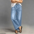 thumbnail image 4 of SAWOBUUN Women Wide Leg Jeans Straight Leg Stretchy Jeans High Waisted Loose Fit Denim Pants with Pockets, 4 of 8