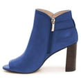 thumbnail image 3 of YDN Women Fashion Chunky High Heels Ankle Bootie Peep Open Toe Chic Cutout Buckled Boots Pumps Side Zipper Shoes Size 8.5 Blue, 3 of 6