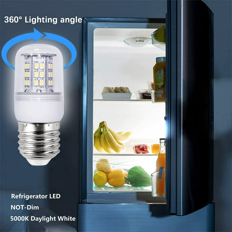 Lepro LED Refrigerator Light Bulb - 40W Equivalent Waterproof Appliance Bulb  Replacement for Frigidaire, 5000K Daylight Non-Dimmable Freezer Bulbs with  450 Lumen, 120V 5W A15 E26 Medium Base, 2 Pack 