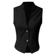thumbnail image 4 of Duoif Waistcoat Women, Women's V Neck Button up Sleeveless Cardigan Shirt Vest Small Suit Vest Tops for Women Black S, 4 of 9