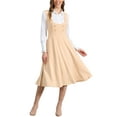 thumbnail image 2 of Vestido Pinafore Vintage INSPIRE CHIC para mujer con encaje, tirantes y botones, vestido midi con bolsillos M Beige, 2 of 6