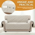 thumbnail image 5 of Dznils Reversible Loveseat Sofa Cover Furniture Protector Slipcover with Side Pockets, Beige, 5 of 11