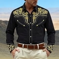 thumbnail image 2 of Tisuna Long Sleeve Western Shirts For Mens Floral Print Lapel Collar Button Down Tops Fashion Modern Fit Men'S Festival Party Casual Wear Black Size Xxxxl, 2 of 5