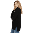 thumbnail image 2 of YEMAK Women's Cowl Neck High Low Hem Side Slit Pop-Corn Knit Casual Loose Oversized Tunic Sweater MK3650-BLK-S-BD, 2 of 4