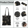 thumbnail image 5 of Solar Eclipse Canvas Tote Bag with Gothic Moon and Star Pattern, Durable Eco-Friendly Reusable Shopping Tote, Lightweight Foldable Handbag for School & Beach, 5 of 7
