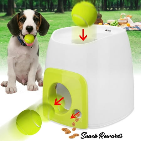 Tennis Ball Automatic Roll Out Machine and Get Snack Rewards for Dogs Cat Pet Game Training Toy with