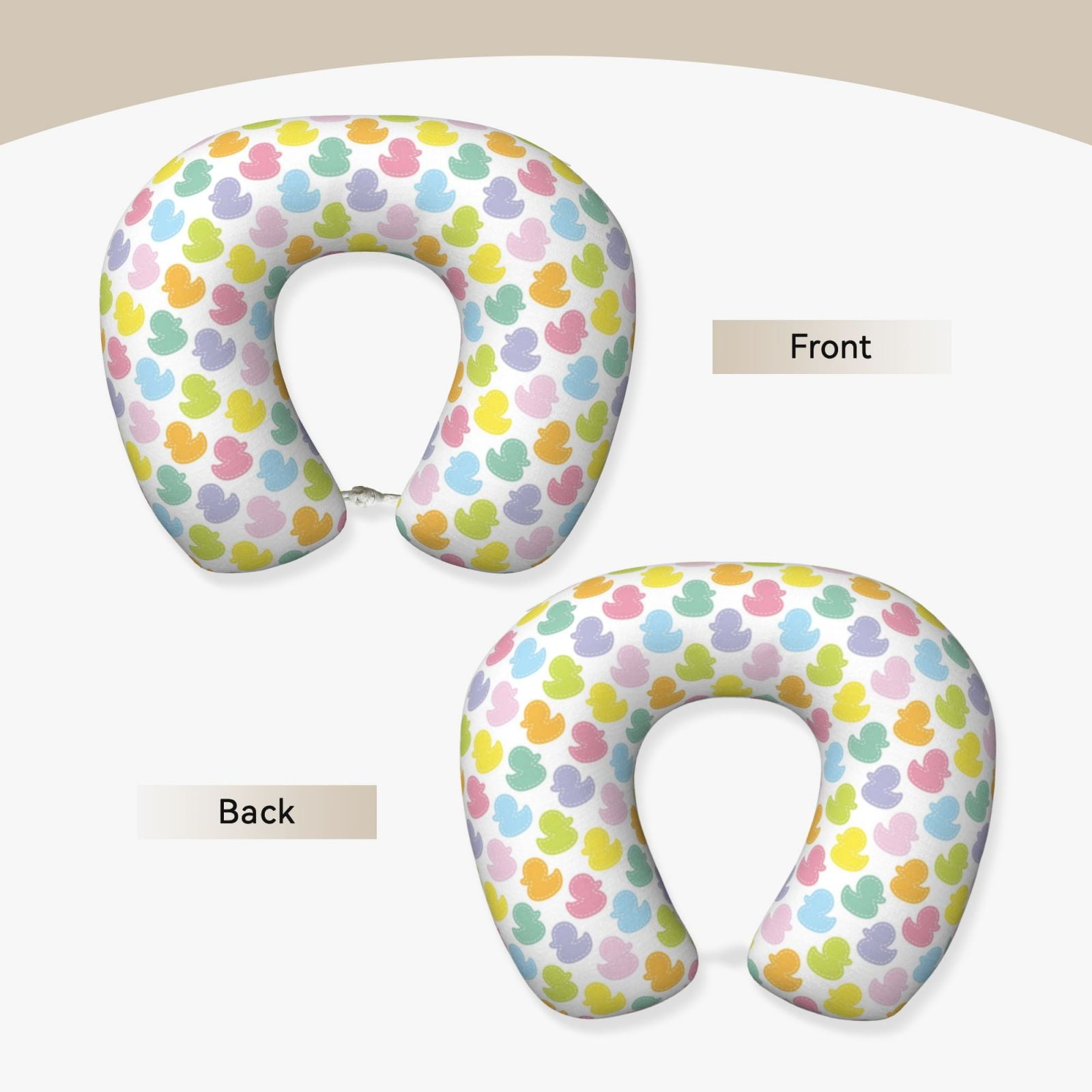 Xecao Colorful Rubber Duck Print Memory Foam Cervical Neck Pillow Versatile U-Shaped Pillows for Home,Office,Camping,Travelling,Soft Washable Cover