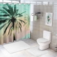 thumbnail image 7 of JEUXUS Palm Tree Print Sherpa Hawaiian Tropical Island Bathroom Shower Curtain Set with Hooks White, 7 of 7