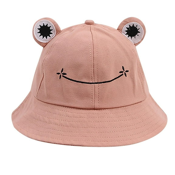 Penkiiy Frog Hat for Adult Teens, Cute Frog Bucket Hat, Cotton Bucket Hat Funny Hat Fisherman Hat for Men Women Pink