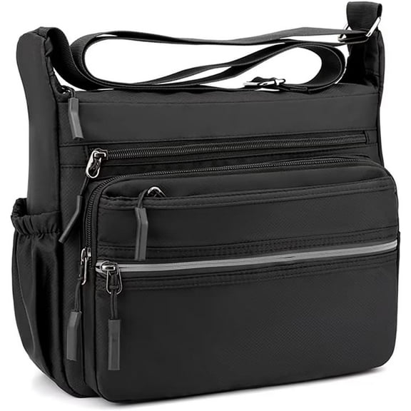 Messenger Bag for Men Nylon Waterproof Shoulder Bag Multi-pocket Crossbody Bag Daily Travel Bag Lightweight Satchel
