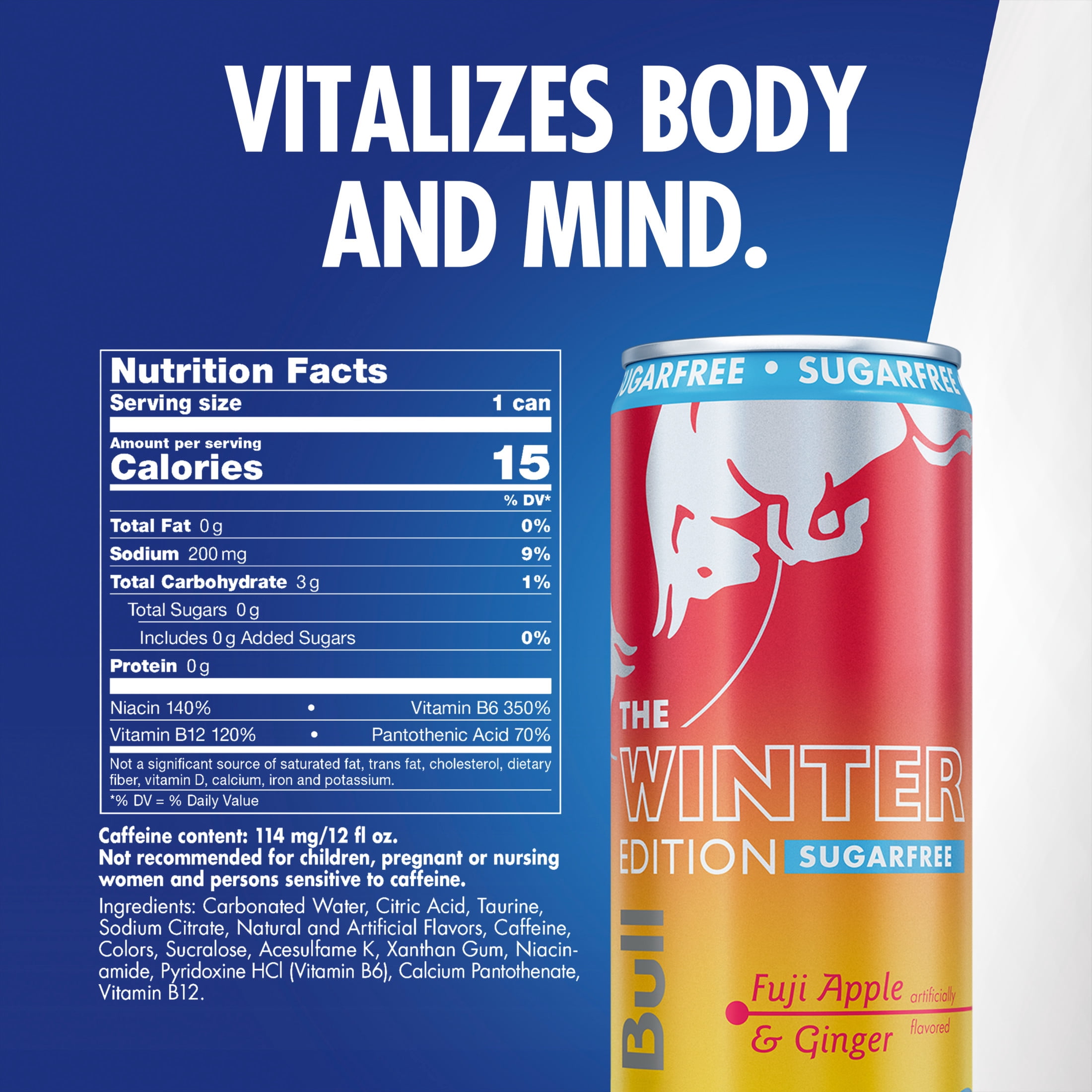 Red Bull Winter Edition Sugarfree Energy Drink,  Fuji Apple & Ginger,  12 fl. oz.,  6 x 4 Cans