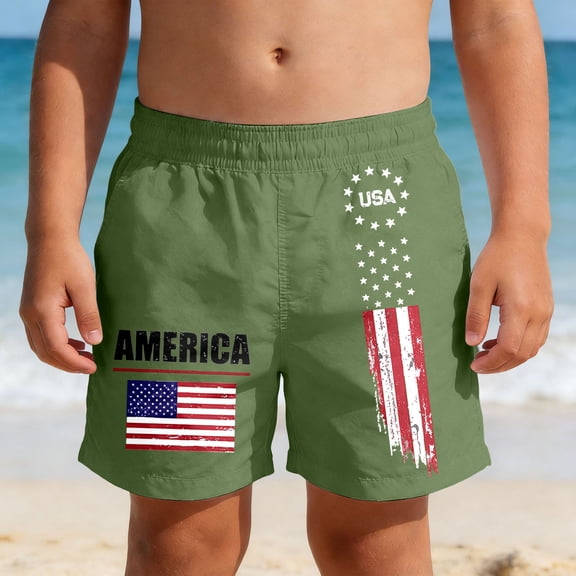BOOMNY 250 Anniversary Usa Baby Boys Shorts Elastic Waist Beach Shorts for Kids Independence Day Patriotic Usa Flag Graphic Childrens Summer Dailywear