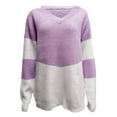 thumbnail image 4 of Bovemsi Sweaters for Women Cozy Women's Autumn Winter V Neck Color Blocked Knitted Loose Casual Warm Pullover Sweater Fall Sweaters, 4 of 6