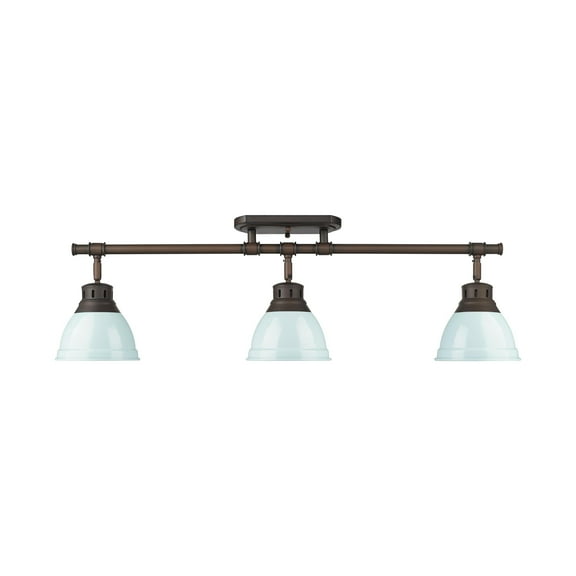 Duncan 3-Light Semi-Flush - Track Light in Rubbed Bronze with Seafoam