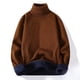 thumbnail image 4 of Suéter de terciopelo de una pieza de otoño e invierno para hombre, suéter de cuello alto de color sólido con solapa, suéter informal para jóvenes, 4 of 6