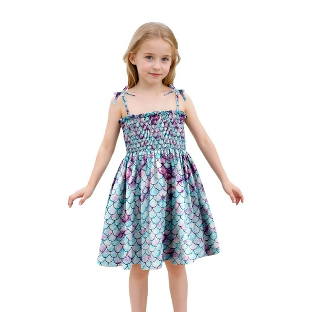 Robes de Printemps pour Tout-Petites Filles, Robe Évasée à Étages en Ligne A pour Fille, Bretelles Spaghetti, Robes Smockées à Fleurs pour Filles, Robes d'Anniversaire pour Filles