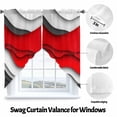 thumbnail image 3 of Red Gray Swag Curtain Valance for Windows, Geometric Abstract Gradient Waves Contemporary Window Treatments Short Swag Topper for Kitchen Windows Bathroom Bedroom, 36"x45", 3 of 8
