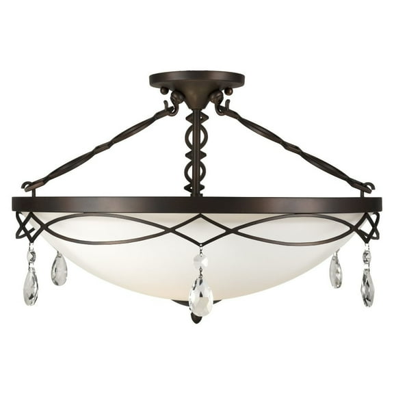 Forte Lighting 2498-04-32 4 Light 22" Wide Semi-Flush Bowl Ceiling Fixture - Bronze