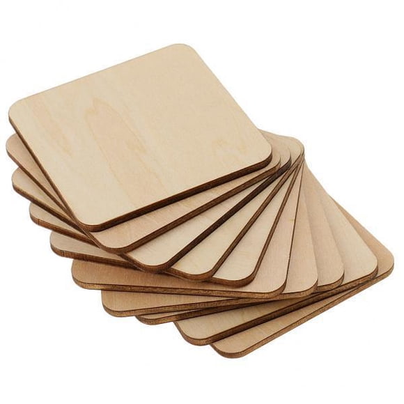 GUOOL 4x 10 Pieces 60x60mm Square MDF Unfinished Wood Shapes Sheets Blank Plaque for