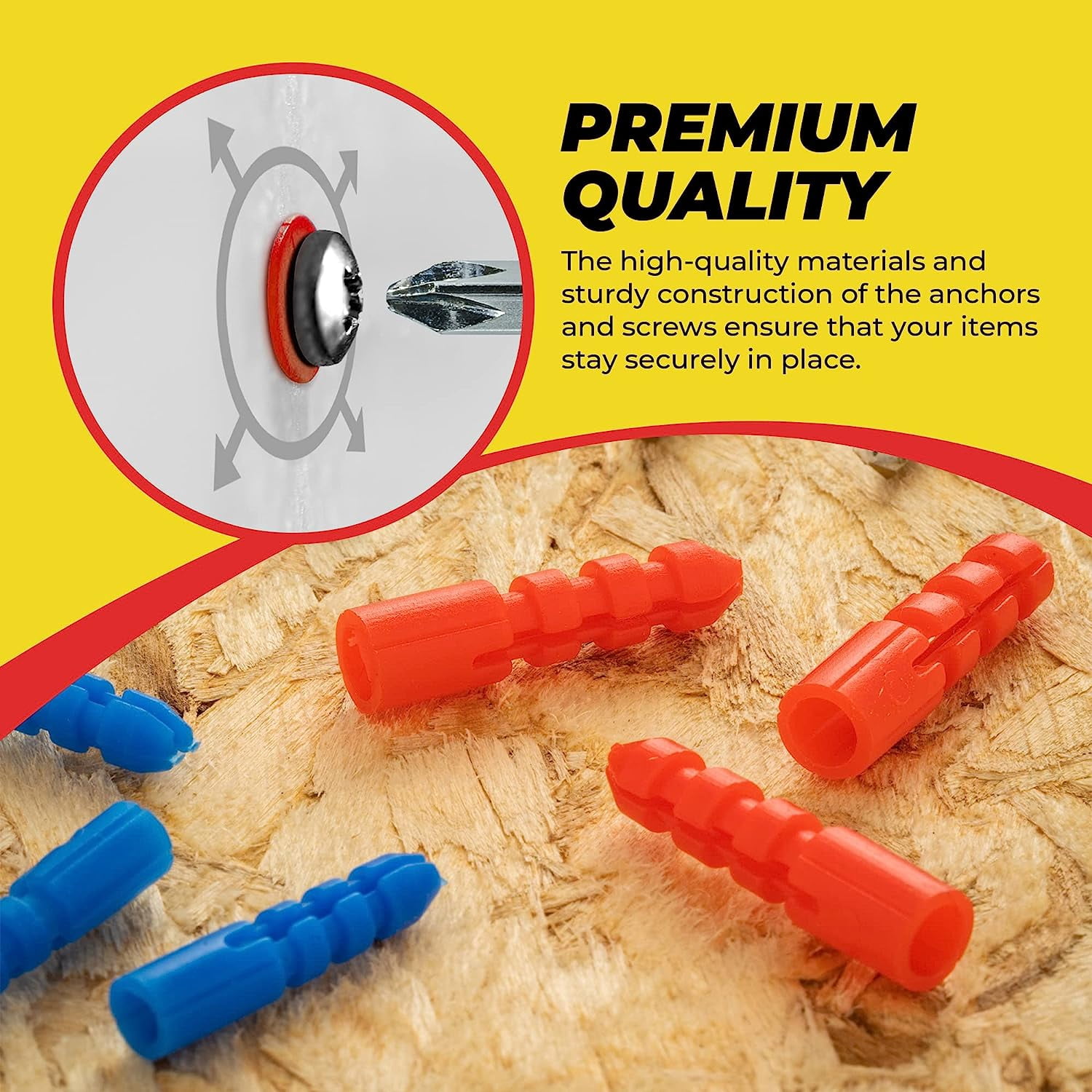 JJEAN-Drywall and Hollow-Wall Anchor Assortment Kit, Anchors, Screws, Wall Anchor Hooks, and Hollow-Door Toggle Anchor
