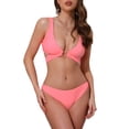 thumbnail image 1 of INSPIRAR CHIC Conjuntos de Bikini de Dos Piezas para Mujeres con Tiras Anchas, Corte en O, Cuello en V, Top con Cierre Trasero y Parte Inferior Triangular, Talla X-Large, Rosa Fluorescente, 1 of 5