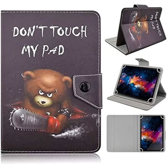 Universal 10.1inch Tablet Case,10inch Tablet Cover,Folio Leather Stand Shell Case for All 9.6-10.5 inch Android/iOS/Windows Capa Chainsaw bear 9.6-10.6inch