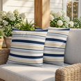 thumbnail image 3 of Pillow Covers 20x20 Set of 2, Beige Navy Blue Striped Square Throw Pillow Covers for Couch/Sofa/Living Room, Farmhouse Stripes Modern Abstract Art Decorative Soft Pillowcases for Couch Throw Pillows, 3 of 9