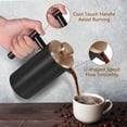 thumbnail image 4 of WORBIC Cafetera de prensa francesa de acero inoxidable negro, prensa francesa aislada de doble pared, para café y té, con 3 pantallas adicionales y una cuchara de café, 34 oz/1000 ml, oro, 4 of 5