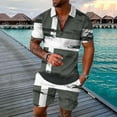 thumbnail image 4 of Vedolay Summer Short Sets Men's Summer 2 Piece Outfits Printed Shirts and Sports Shorts Sets,Gray XL, 4 of 5