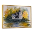 thumbnail image 3 of Designart 'Castle With Autumn Trees By The Lake' Lake House Framed Canvas Wall Art Print, 3 of 5